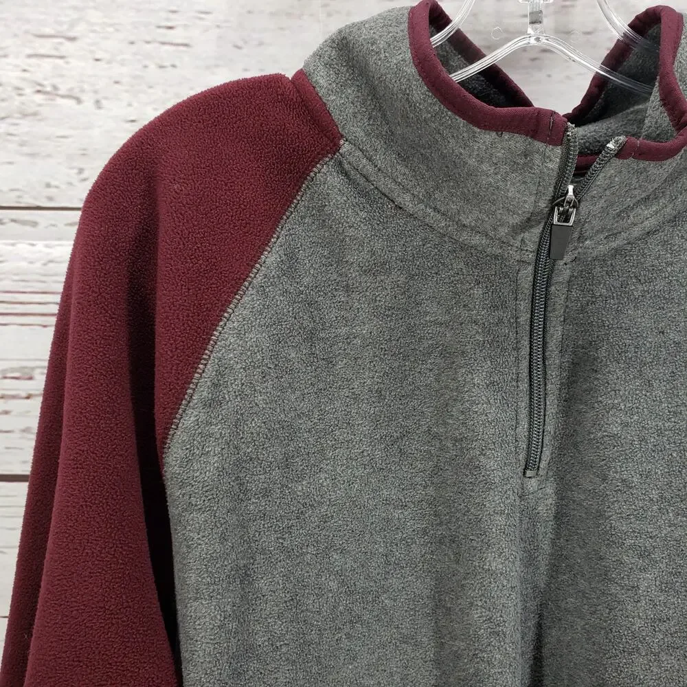 Aeropostale Men's Maroon Gray 1/4 Zip Fleece Sweatshirt1 Jacket Size XL